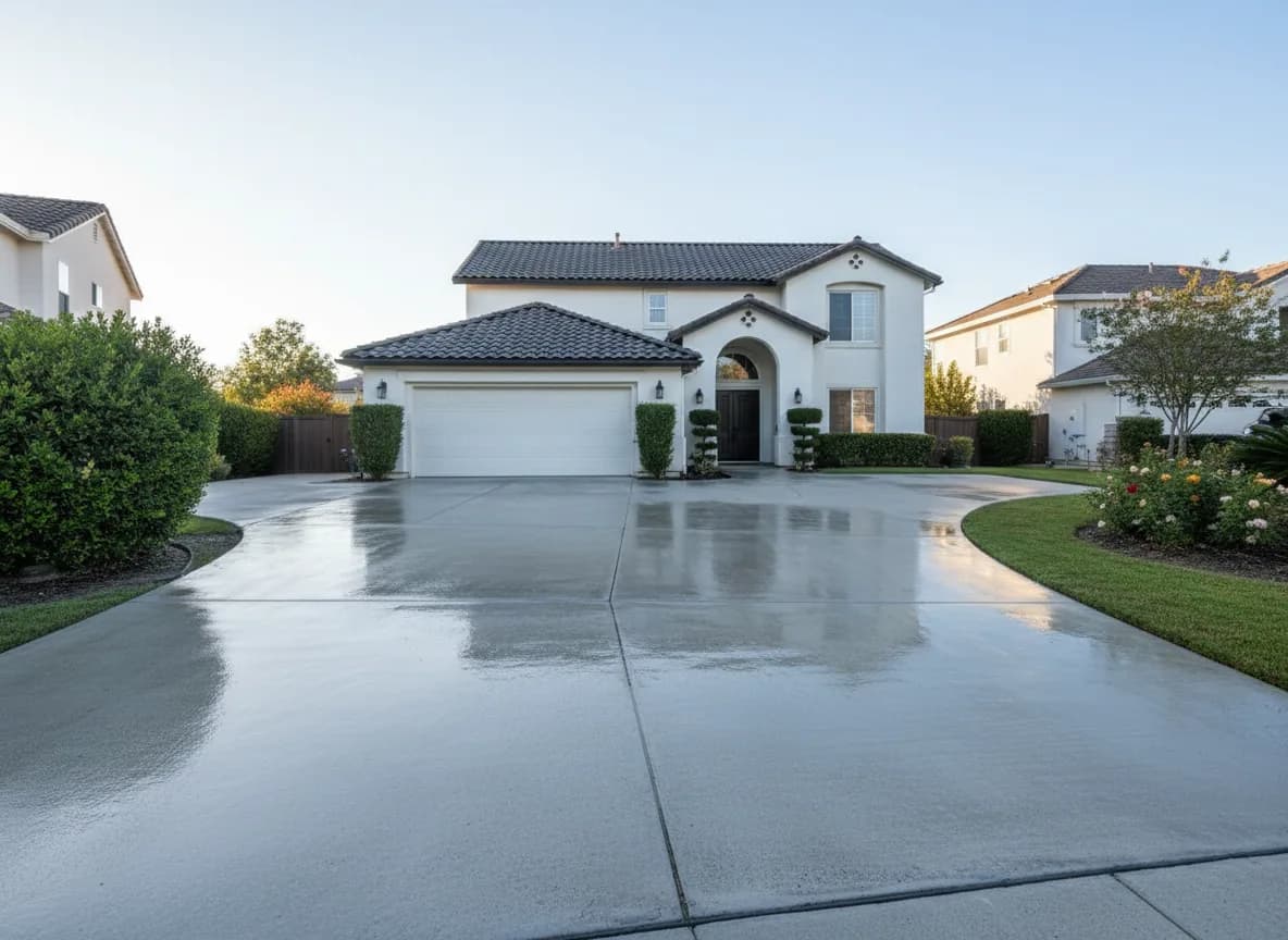 Restored Jacksonville driveway after pressure washing